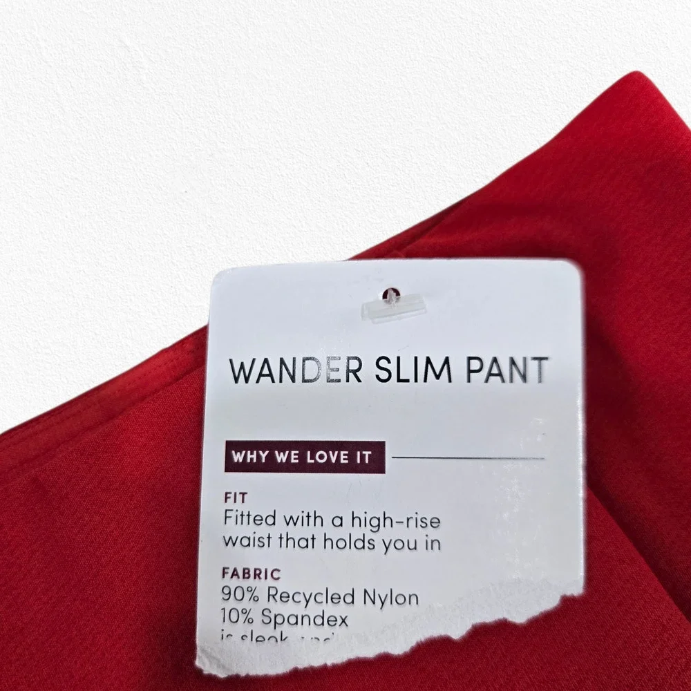 Athleta Wander Slim Pant Red High Rise Work to Workout Pants Ankle Pants Size 4